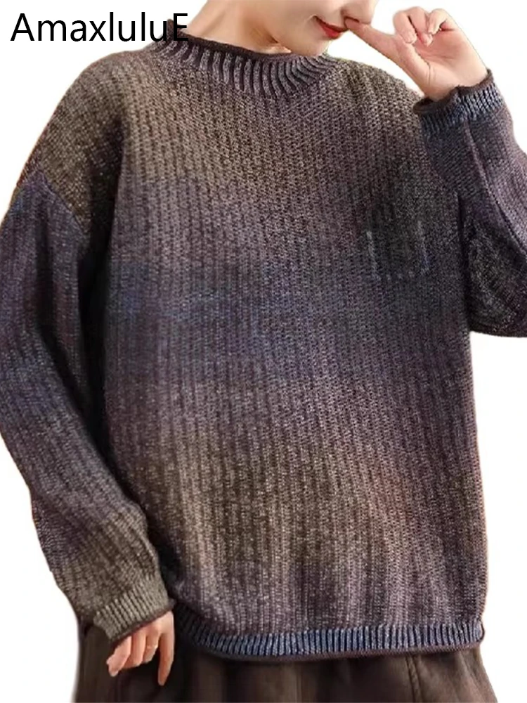 

Amax luluE 2024 Knitted Winter Females Turtleneck Pullover Fashion Luxury Sweaters Vintage Loose Big Size Casual Cotton Jumpers