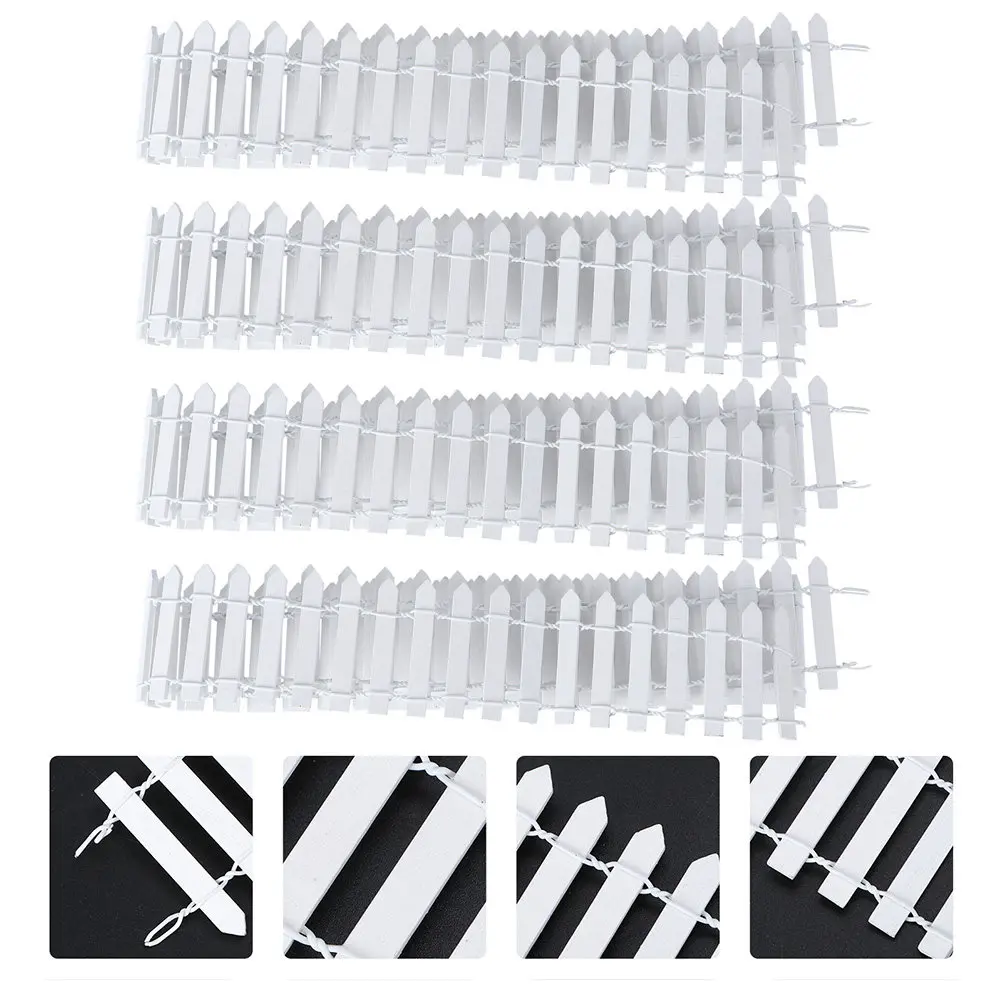 

4Pcs Miniature Garden Fence Small Wooden Flexible Decorative Fence for Fairy Garden Succulent Potted Decoration Micro Landscape