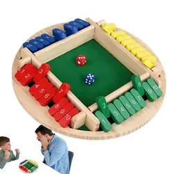 Wooden Board Table Math Games 2-4 Players Dice Games Wooden Amusing Addition Game Portable Tabletop Educational Game For