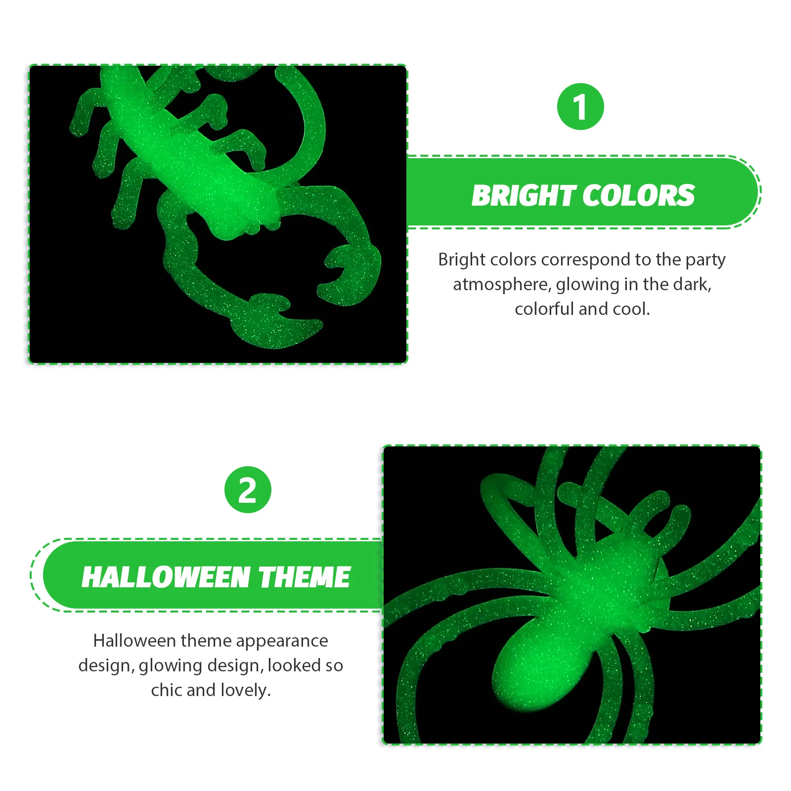 24 Pcs Luminous Insect Ring Toys Halloween Theme Light up Spider Rings Decorate Glow Dark Plastic Kids Child Supplies