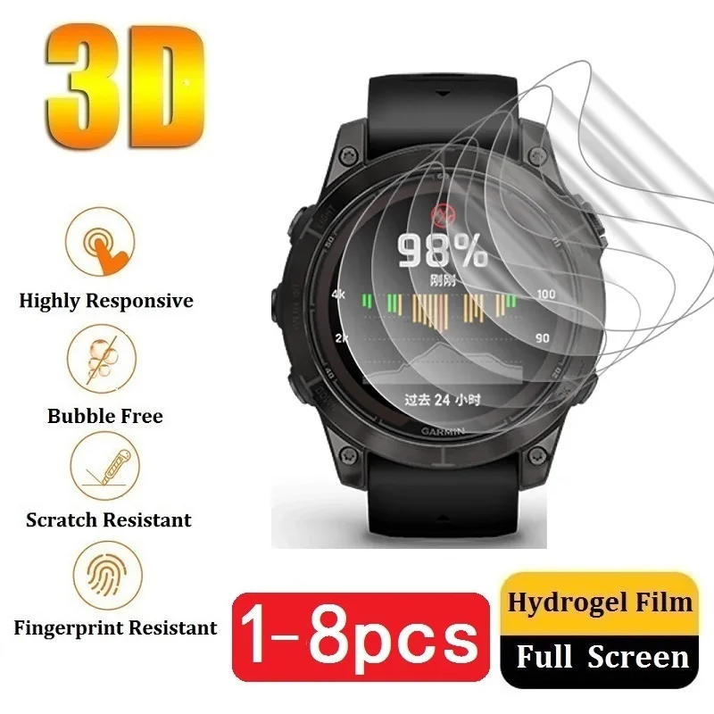 Hydrogel Protective Film Compatible for Garmin Fenix 7 7X 7S Pro Fenix 6 6X 6S Pro Fenix 5 5X 5S Plus Watch Screen Protector