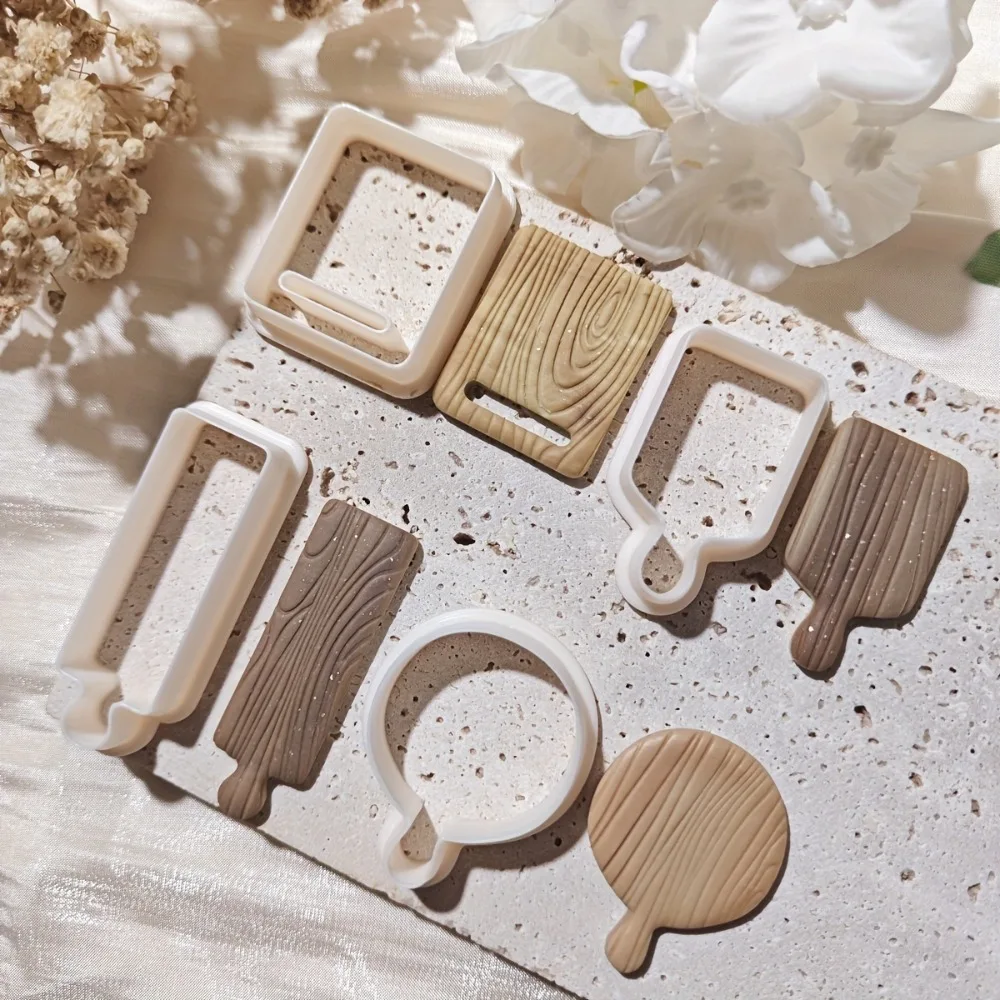 4Pcs Mini Cutting Board Polymer Clay Cutters Bread Board Shapes for DIY Earrings Jewelry Soft Pottery Bread & Food Themed Crafts