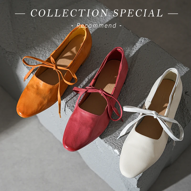 امرأة ماري جين ربيع الخريف النمط الفرنسي أحذية بسيطة اليدوية جلد الحصان أنيقة الدانتيل متابعة أحذية السيدات جلد طبيعي #4