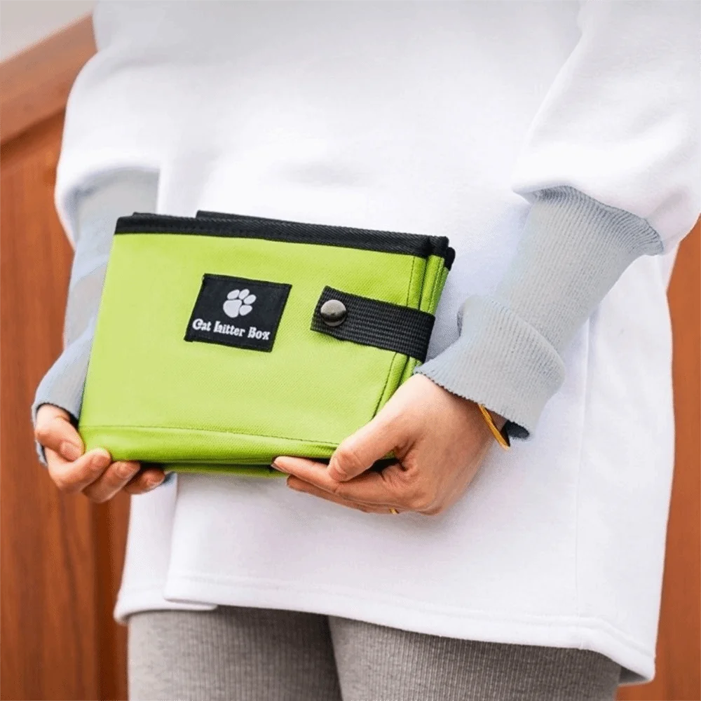 

Practical Waterproof Portable Cat Litter Box Folding Oxford Pet Garbage Bin Reusable Cat Litter Potty Outdoor