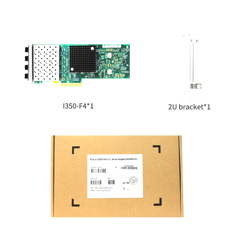 I350-F4 1000Mbps PCI-E X4 بطاقة الشبكة الأثرنت 4-Port SFP الألياف البصرية NIC Intel I350 شرائح عامل نموذج منخفض المستوى #5