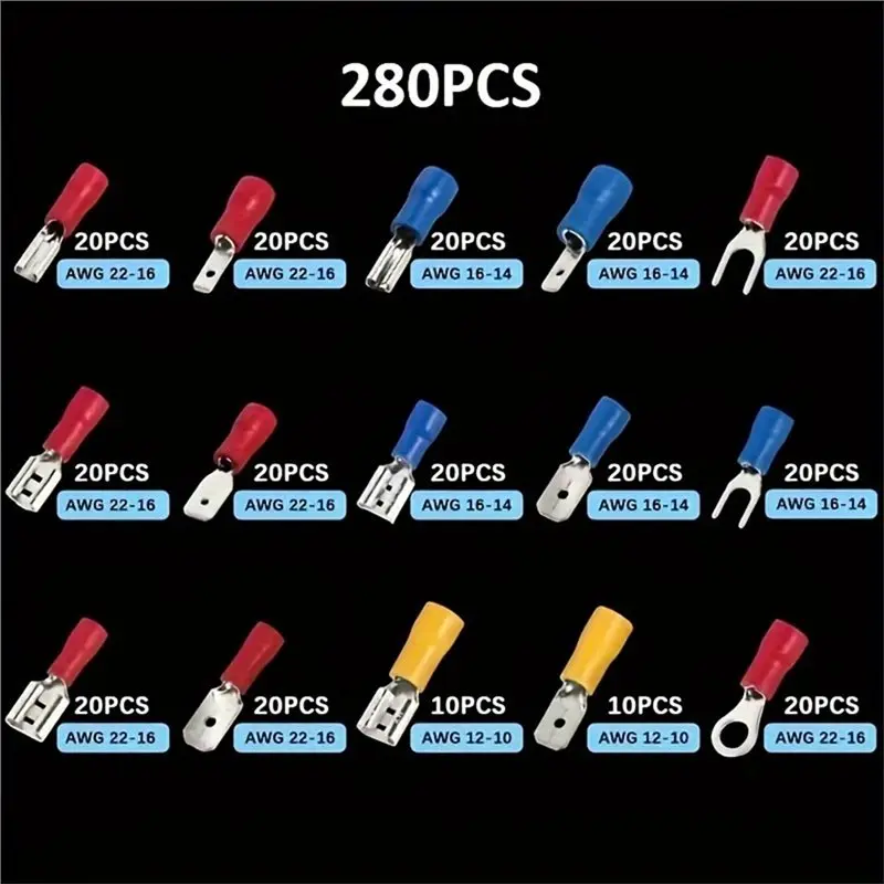 DT17 Crimp Terminal Connectors Kit 560Pcs Insulated Cable Connectors Spade Ring Butt Fork for Electrical Wiring