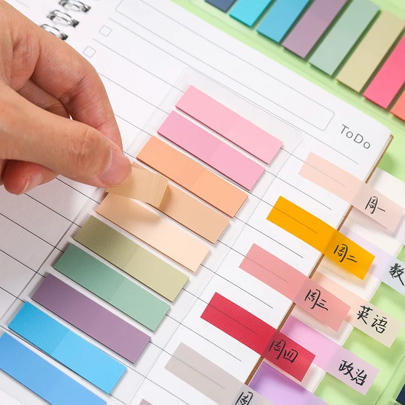 PET透明付箋 モランディカラー インデックスタブ ブックマーク カラフル 便利 粘着ラベル付き オフィス 学校 文房具
