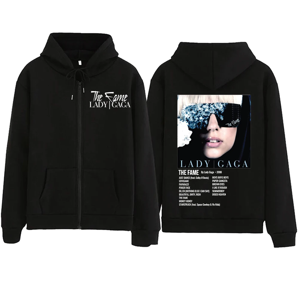 

The Fame Lady Gaga Zipper Hoodie Harajuku Pullover Tops Sweatshirt