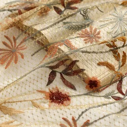 Soft gold thread net yarn embroidery lace fabric tulle fabric diy clothing cheongsam dress skirt designer fabric