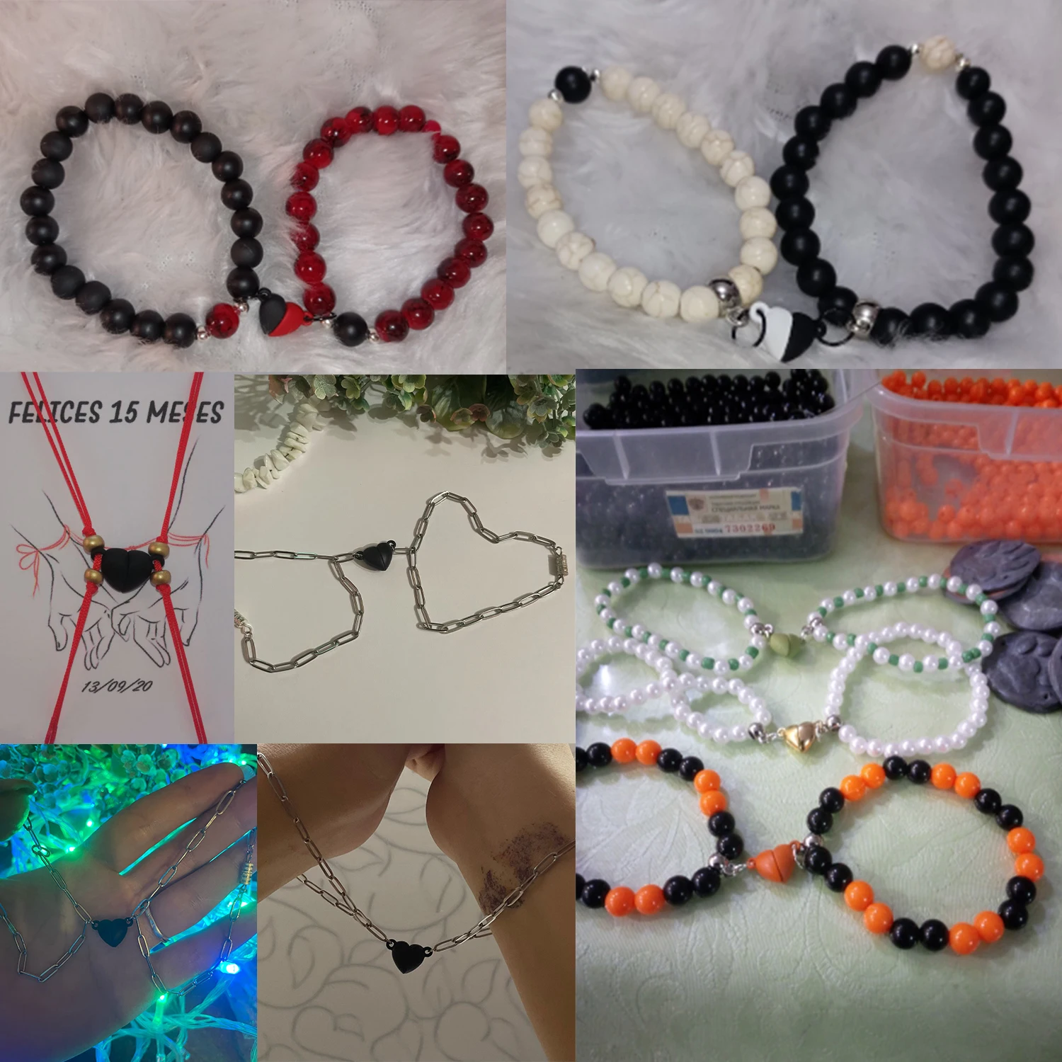 5 zestawów Miłość w kształcie serca Magnetyczne połączone zatrzaski Koraliki Charms Zaślepki DIY Para Bransoletka Naszyjnik do tworzenia biżuterii Znalezienie — zdjęcie 7