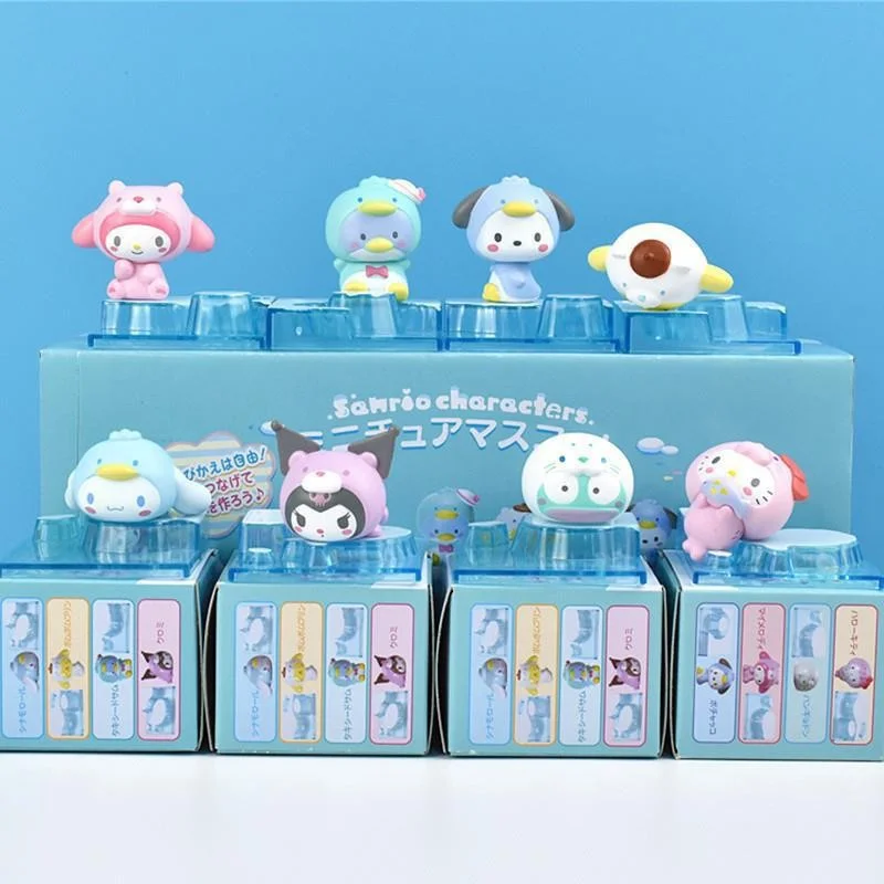 Sanrio Blind Box Kawaii Kuromi Cinnamoroll Melody Hello Kitty Action Figure Snow World Girl Gift Kids Christmas Gift