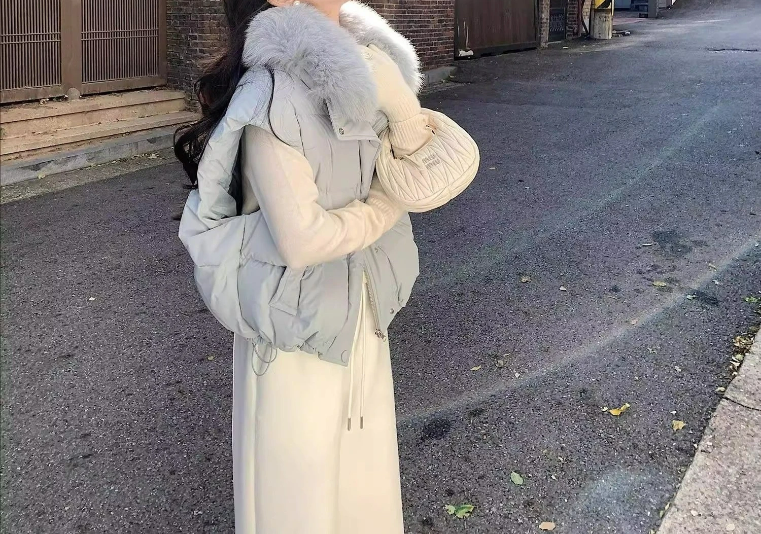 

New 2025 Fashion Fur Collar Design Vest Coat Thickened Warm Sweet Cotton Jacket