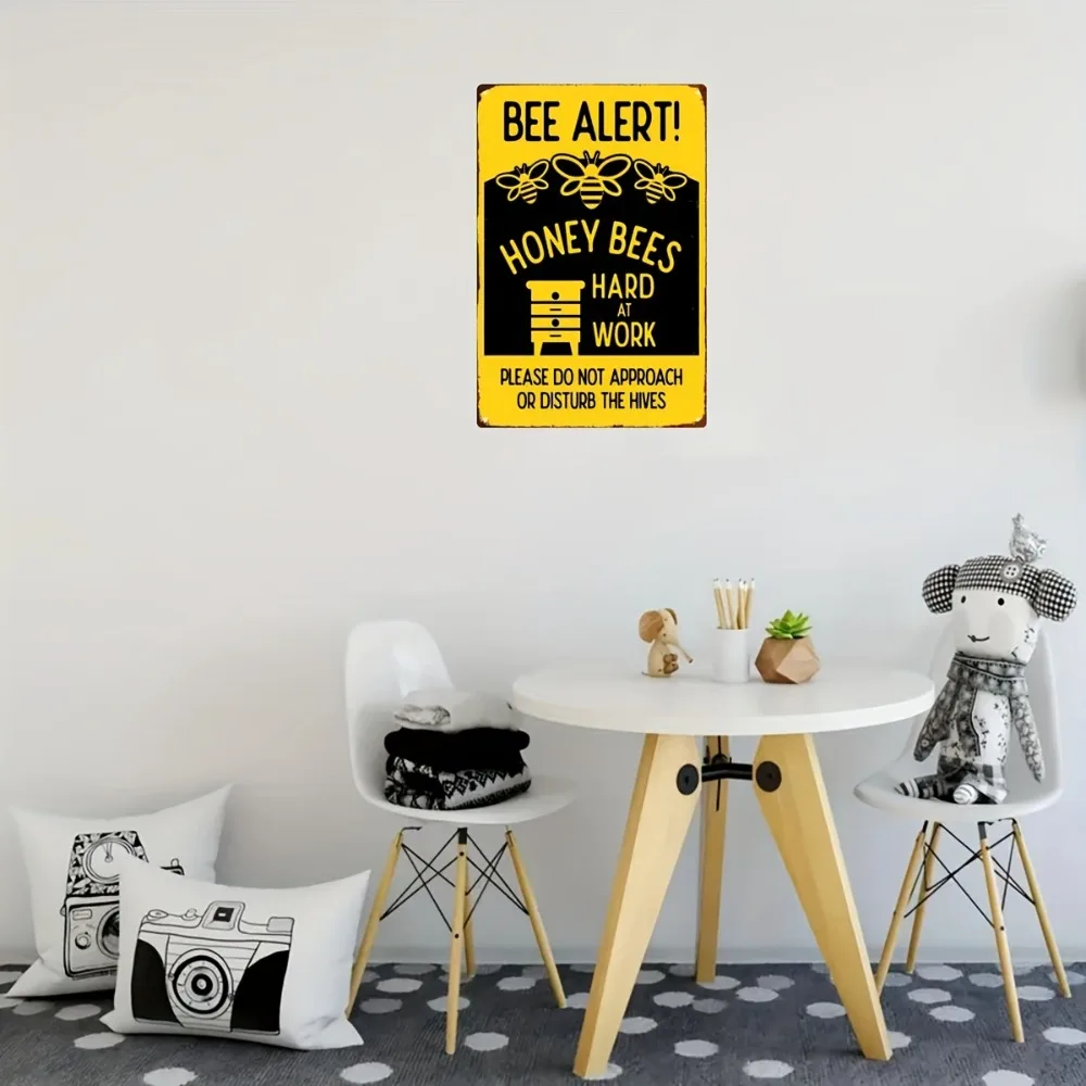 Beekeeper Sign 8x12 inch Metal - Protect Honey Bees Yellow Black Caution Beehive Decor for Garden Farm Outdoor