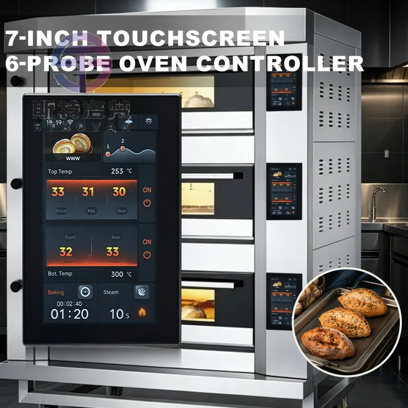 Intelligent 7 Inch Touch Screen 6 Probe Oven Controller MK5L60 Digital Temperature Regulator Panel for Commercial