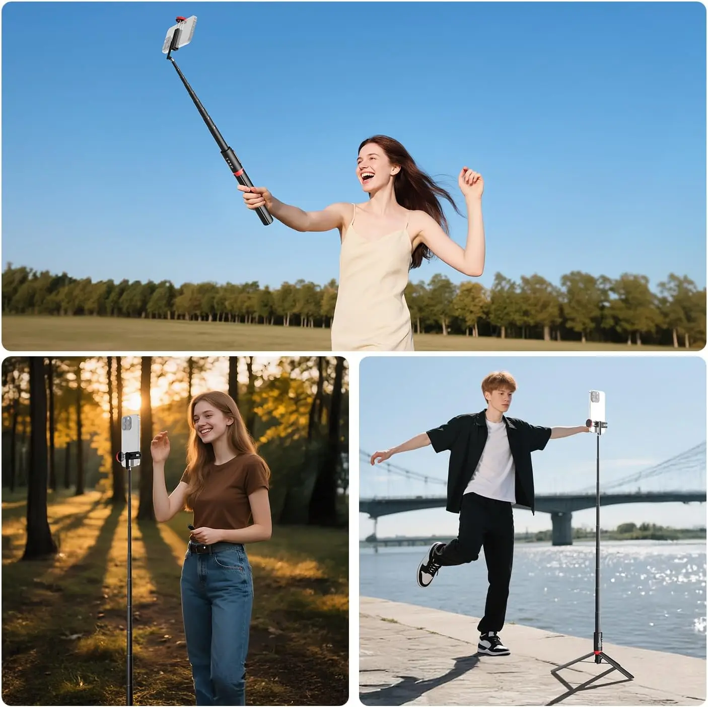 NEEWER Basics PA991 Selfie Stick Tripod For iPhone Samsung Android, 57.9 Inch Metal Portable Lightweight Travel Phone Stand