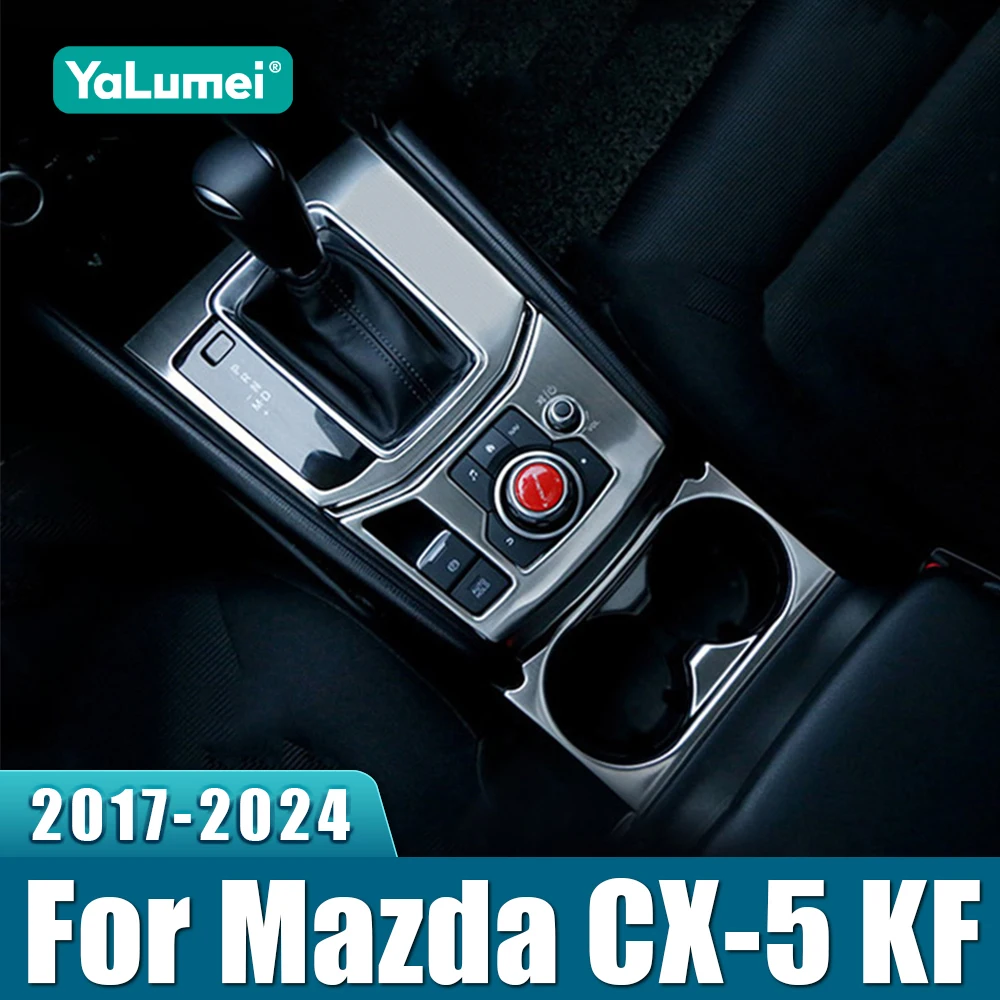 

Для Mazda CX-5 CX5 KF 2017 2018 2019 2020 2021 2022 2023 2024 автомобильная панель переключения передач из нержавеющей стали, держатель чашки для воды, накладка, наклейка