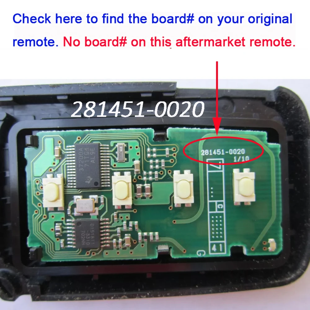 281451-0020 for Toyota Camry 2011 2012 2013 2014 2015 2016 2017 Avalon 2018 Corolla 2019 2020 Smart Remote Key Fob HYQ14FBA