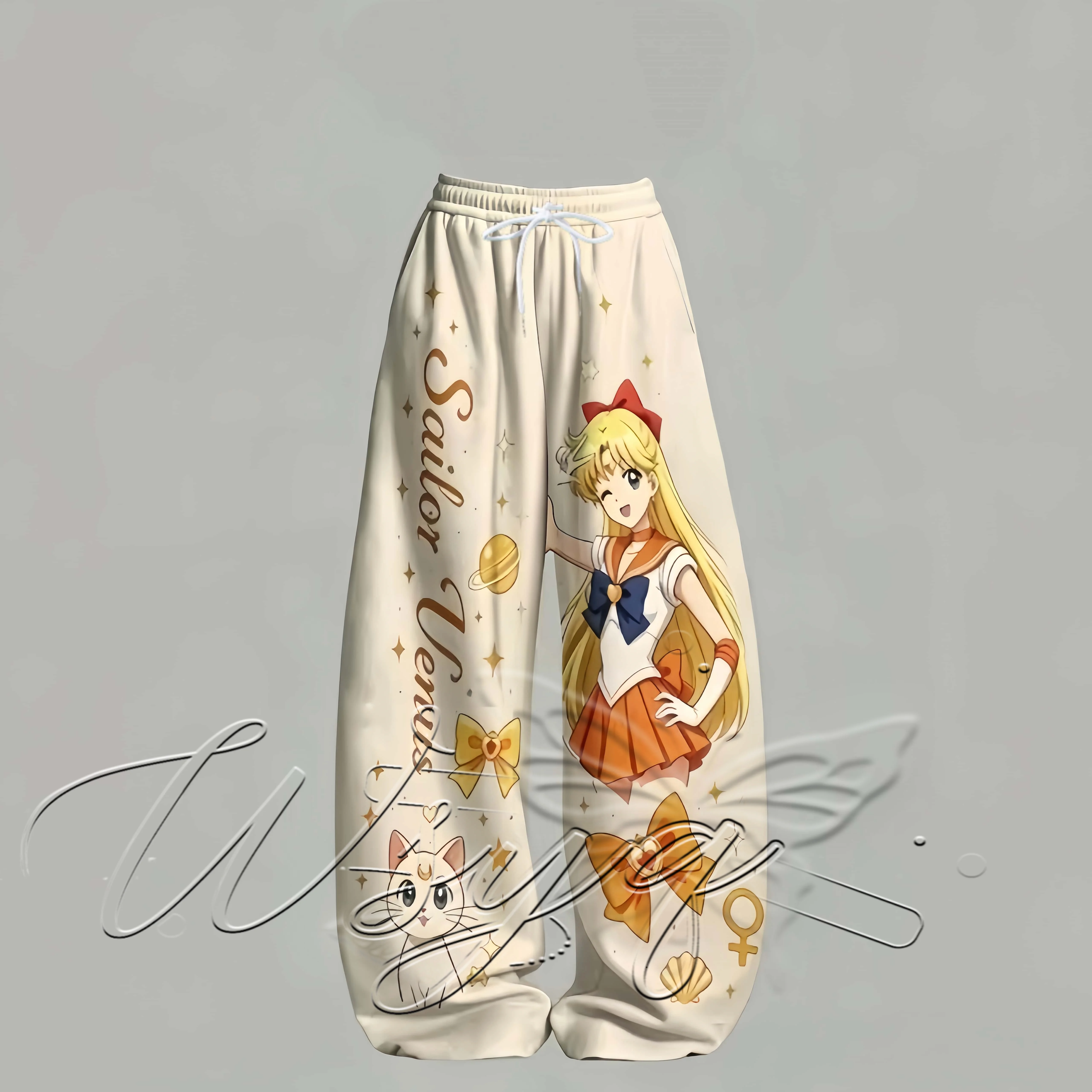 Unisex 3D Anime Girl Print Quick Dry Hip Hop Pants, Men Women Loose Streetwear Sport Long Trousers Drawstring Wide Leg Joggers