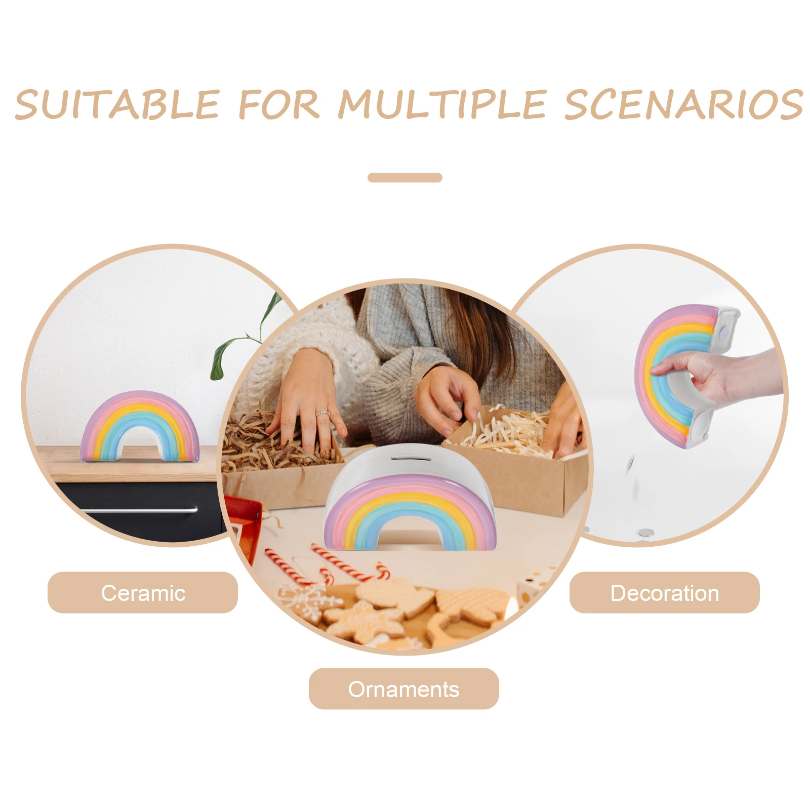 حصالة الخنزير الديكور السيراميك المال للفتيات البنوك الكبار قوس قزح فرز s #5