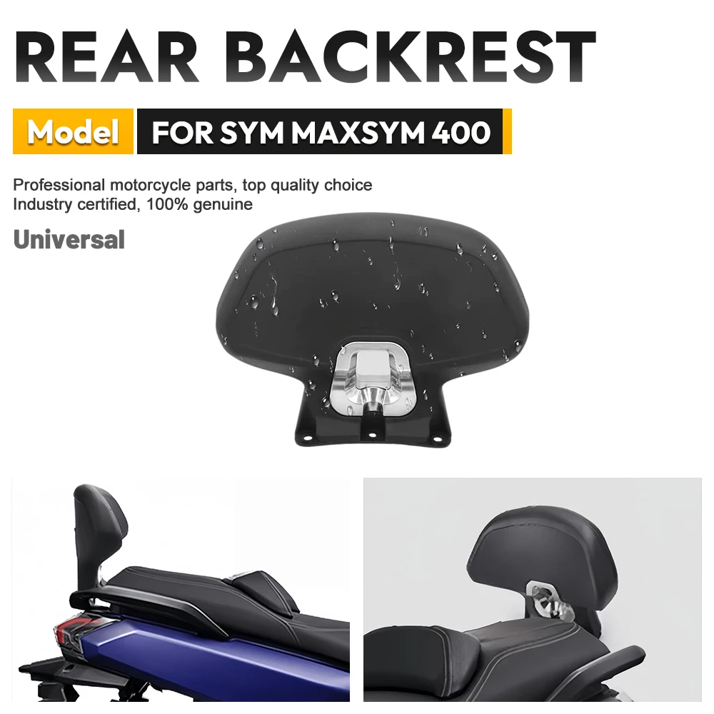 Motorcycle aluminum alloy Rear Passenger Seat Backrest Cushion Back Rest Pad Suitable for SYM MAXSYM400
