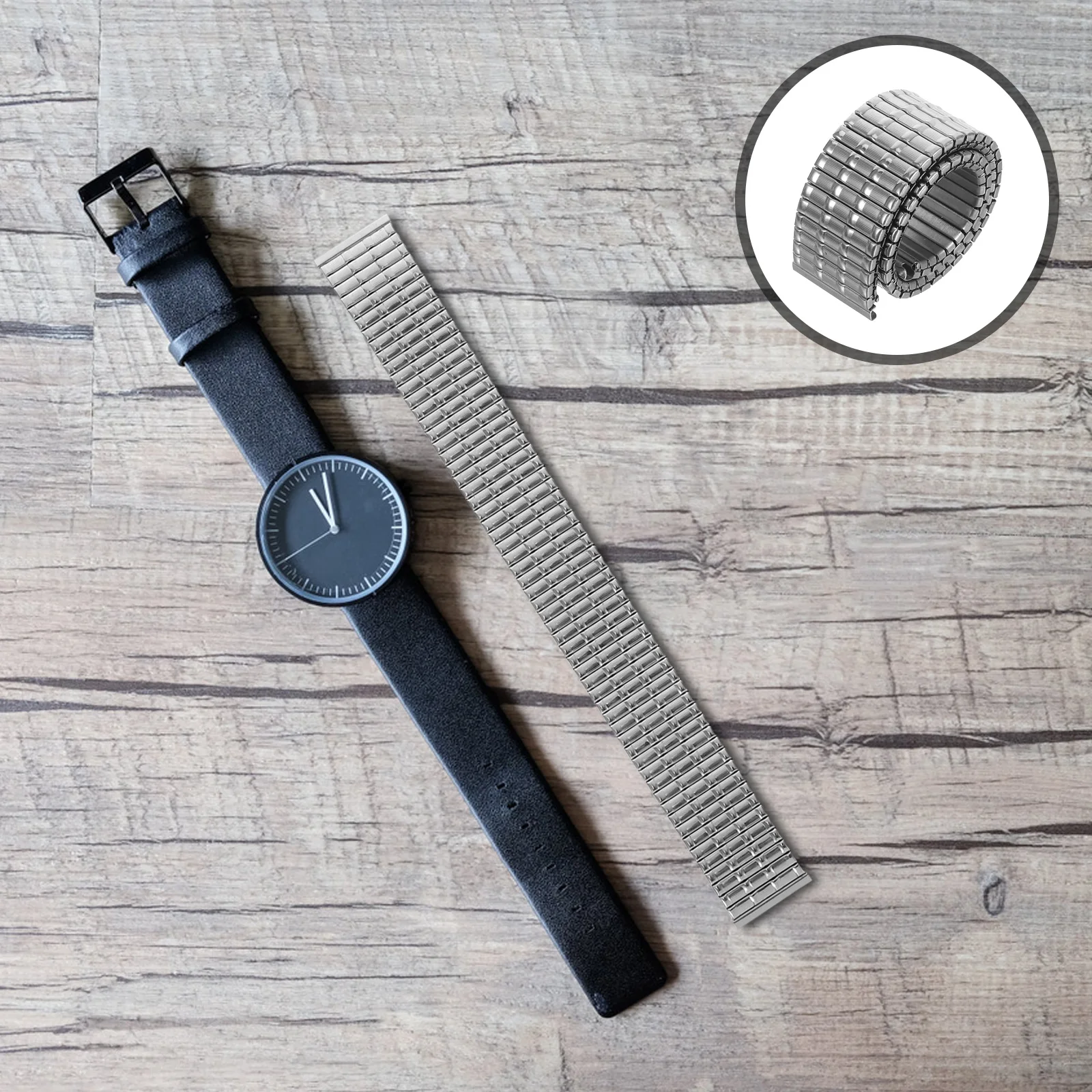 

Stainless Steel Watch Strap 18mm Elastic Metal Watchbands for Men Women Compatible with Smart Traditional Watches