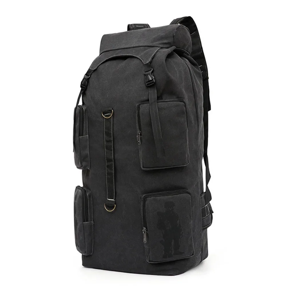 Large Capacity 100 Liters Thickened Canvas Shoulder Bag Men\'s Backpack Retro Fashion Travel Bag Travel Hiking Bag