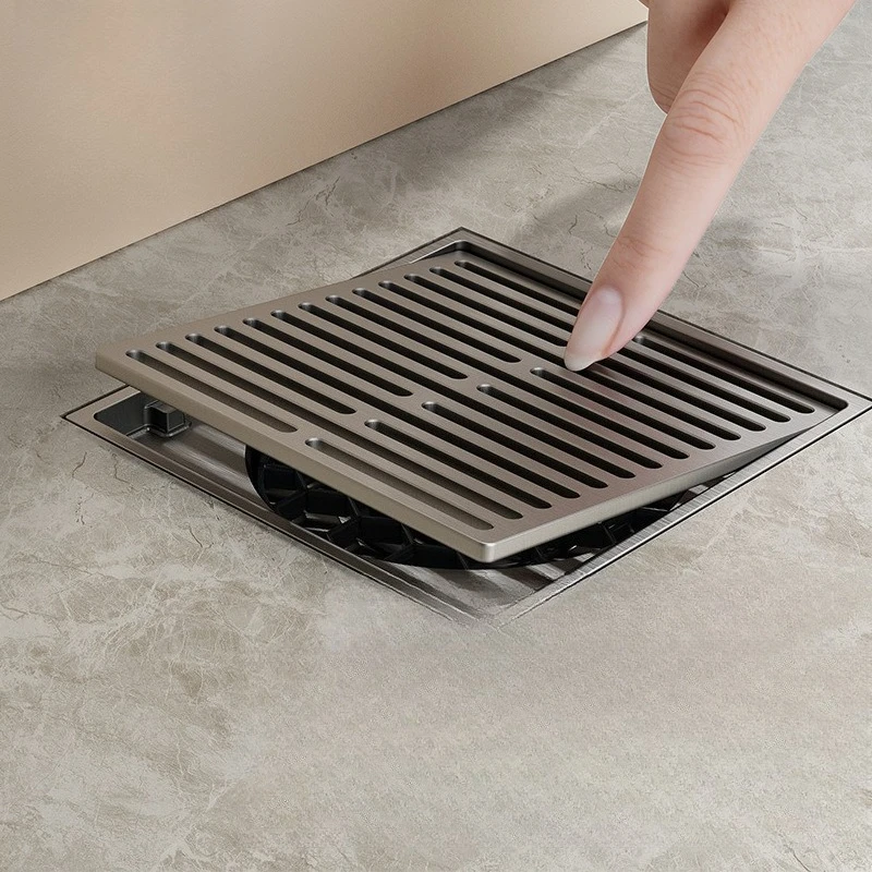 Household Odor Proof Floor Drain Invisible Brick Inlaid Bathroom Anti Backflow and Insect Proof Floor Drain Gun Gray