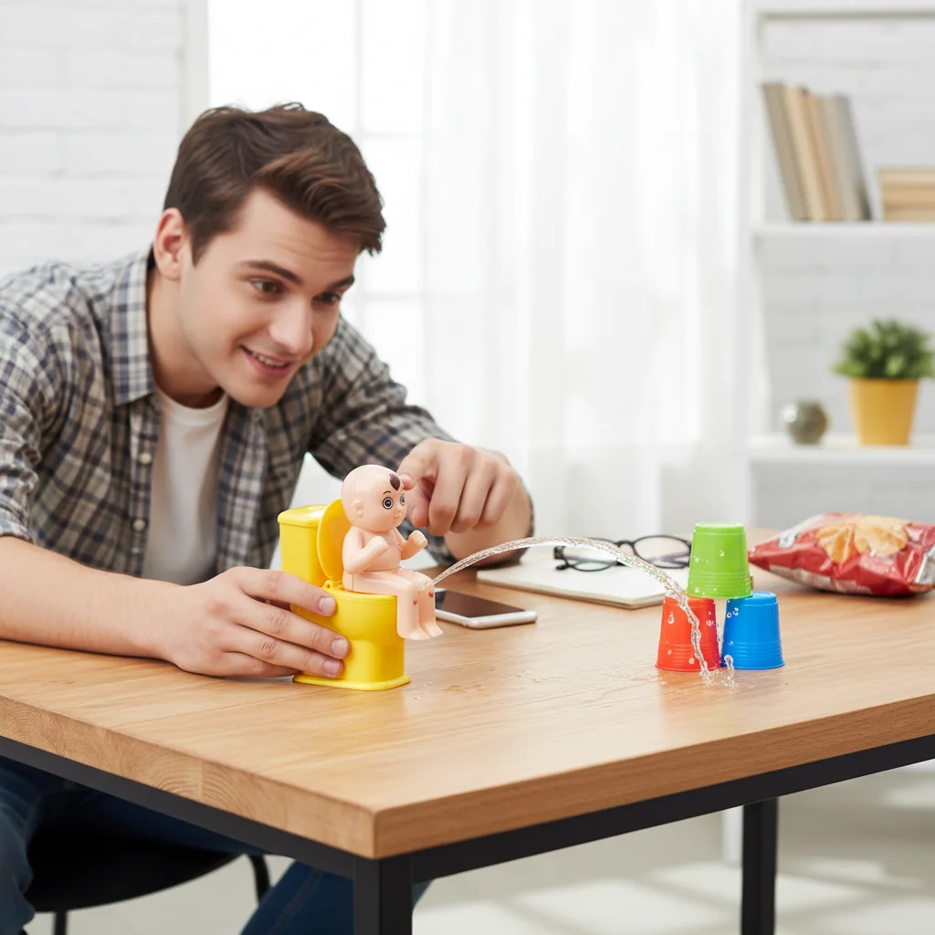 Toilet Shaped Prank Toy with Spray Function for Stress Relief and Fun