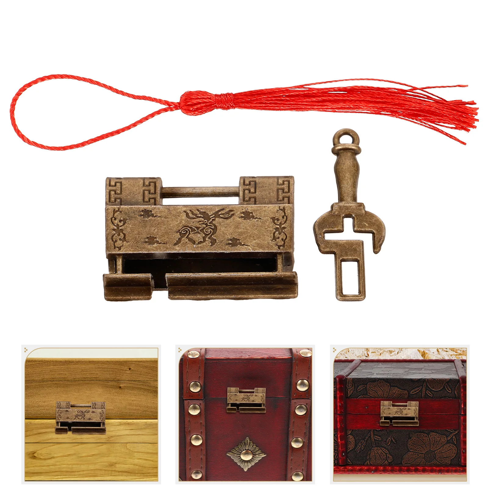 

1Set Vintage Padlock Decorative Buckle Latch Jewelry Box Drawer Lock Small Locks with Keys Small Locks with Keys