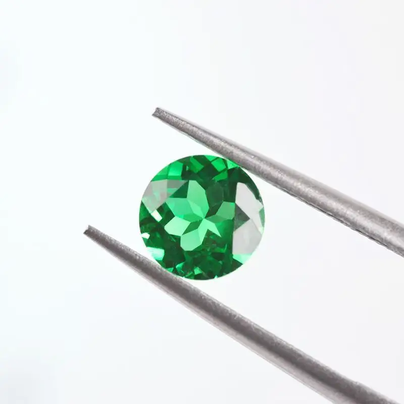 

Round Colombia Zambian Emerald Gemstone Jewelry Artificially Cultivated Emerald Loose Gemstone