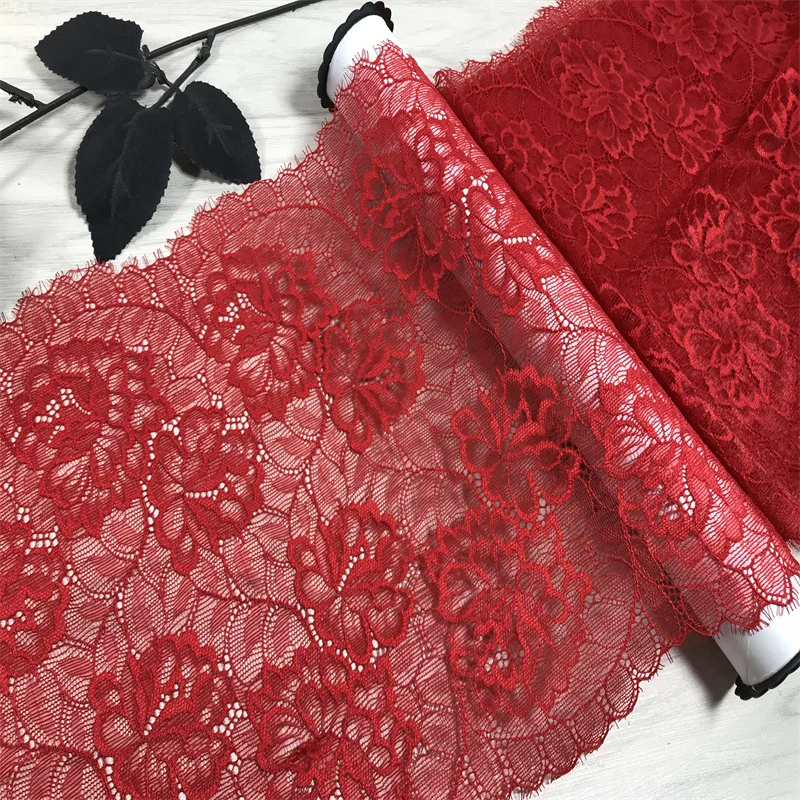 Red Stretch Lace Trim Floral Eyelash Chantilly tessuto di pizzo francese accessori intimo cucito fai da te per lavori di cucito