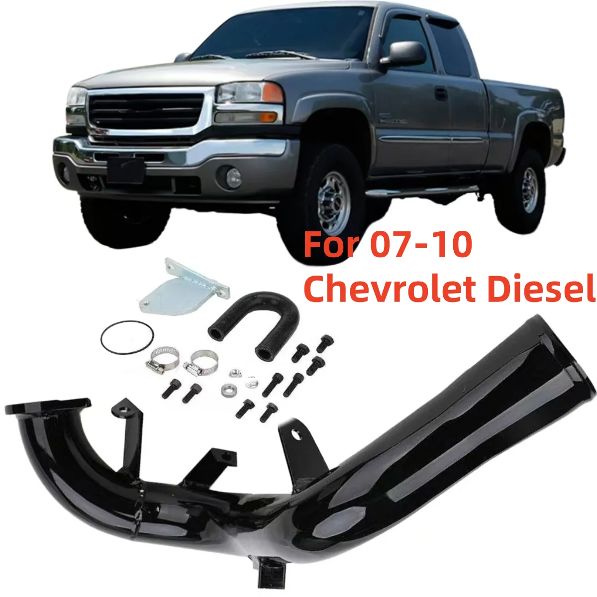 Kit de válvula EGR con tubo de entrada de alto flujo, tubo de codo para 6,6 Duramax LMM GMC Sierra 2500 3500 HD Chevrolet Diesel 07-10