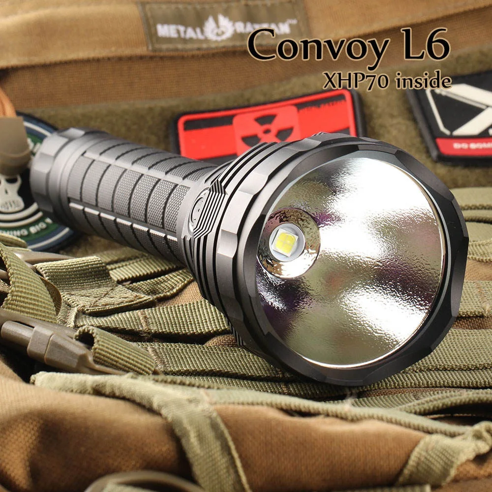 

Мощный светодиодный фонарь Convoy L6 XHP70.2 LED 3500 люмен с аккумулятором 26650 для охоты, кемпинга и самообороны