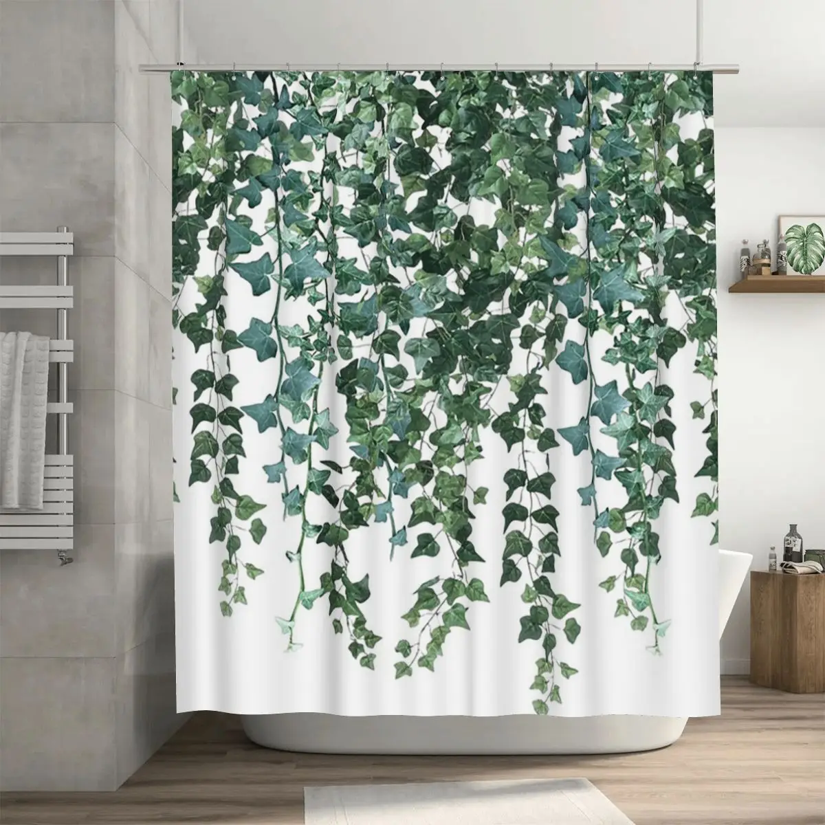 

Ivy Hanging Vines Shower Curtain Bathroom Polyester Waterproof Bath Curtains with Hooks