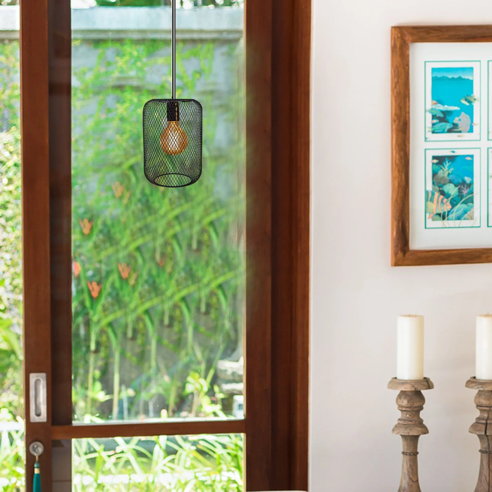 

Iron Pendant Light Shade Geometric Hollow Mesh Cage For Dining Room Bedroom Decor Sturdy Cast Iron Lampshade Replacement