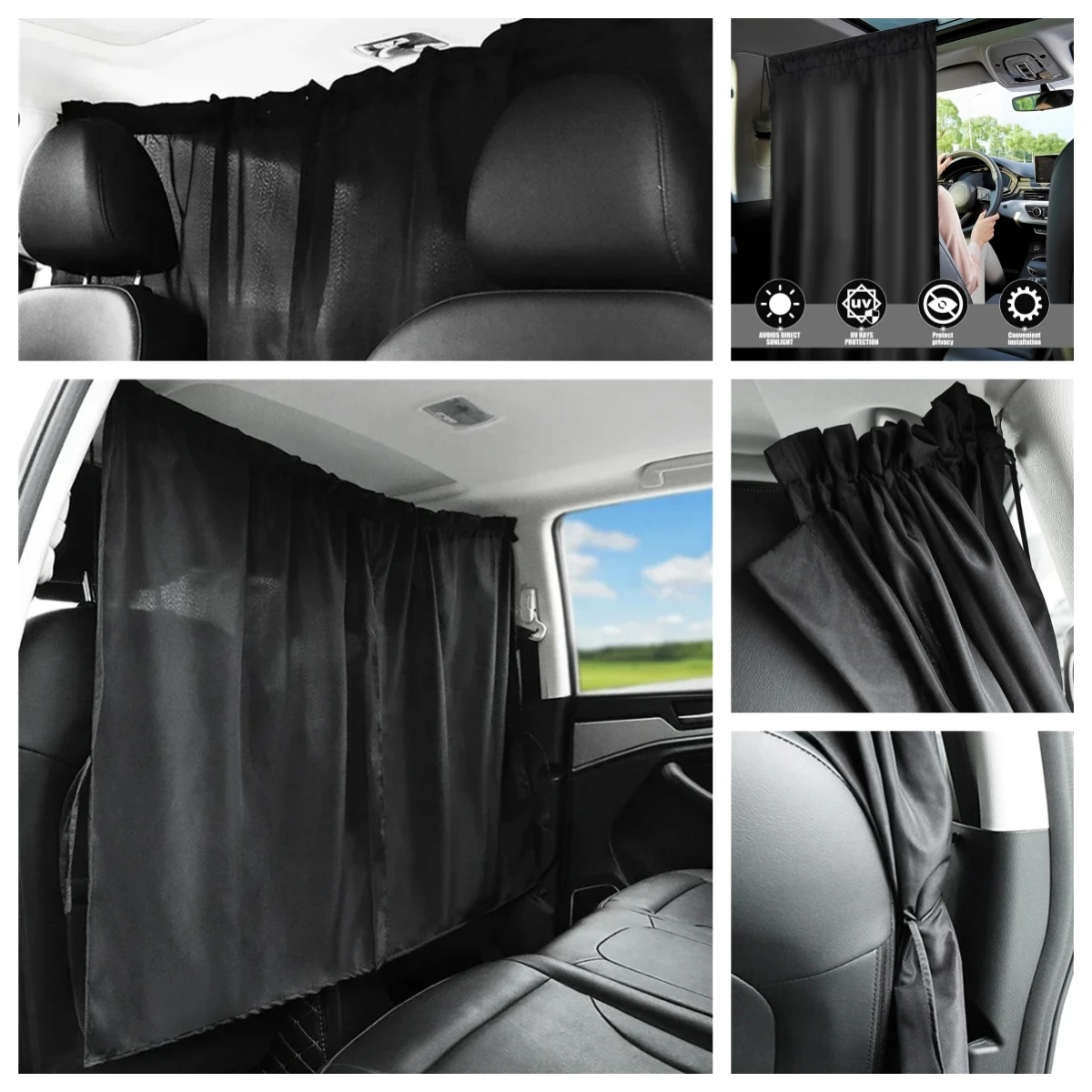 Auto Taxi Cab Teiler Van Kabine Vorhang Wohnmobil Schwarz Schutz Privatsphäre Vorne Hinten Sitz Teiler Vorhang Fenster Sonnenschutz Abdeckung