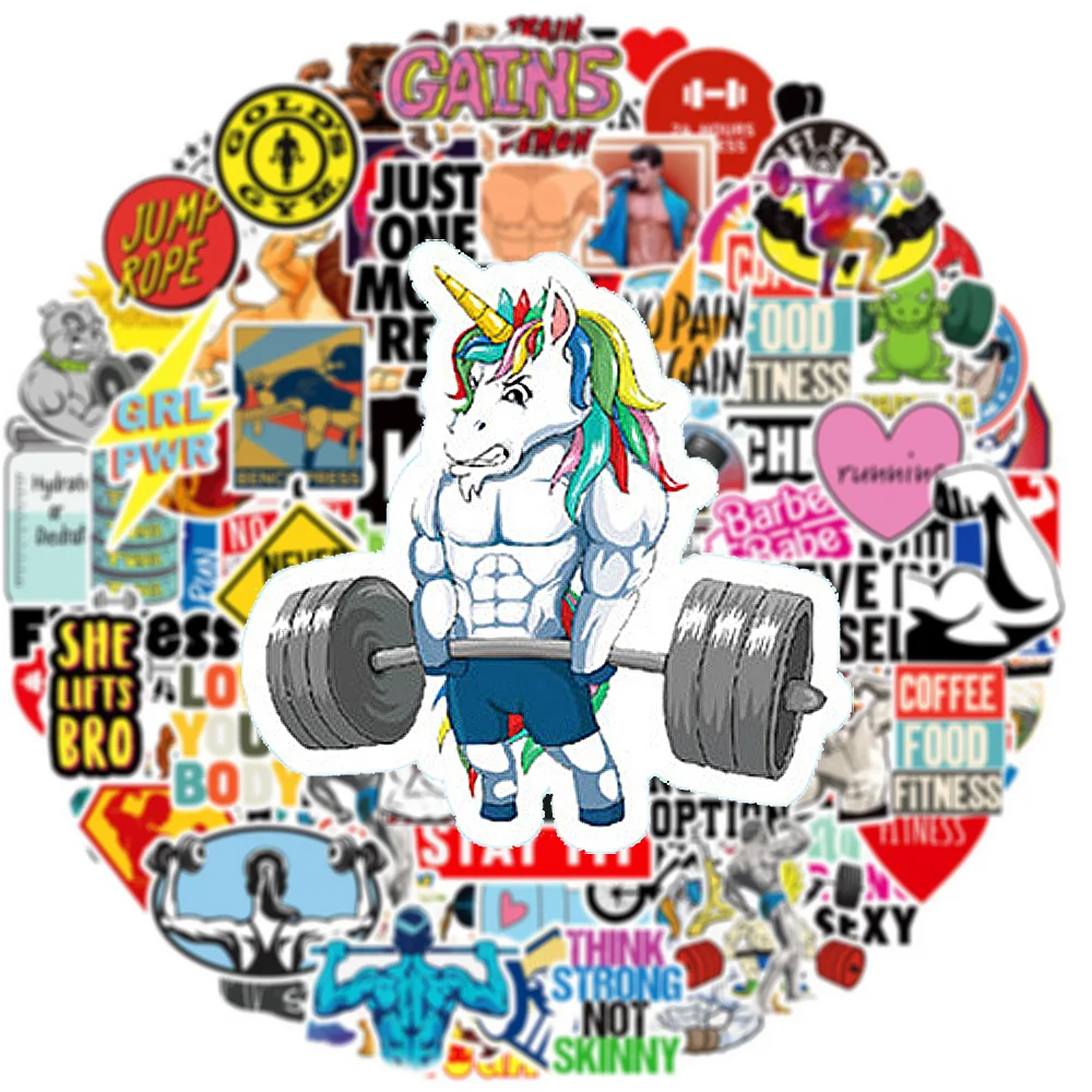 

10/30/50/100pcs Cool Inspirational Fitness Stickers Cartoon Decoration Decals Toys DIY Notebook Suitcase Guitar Graffiti Sticker