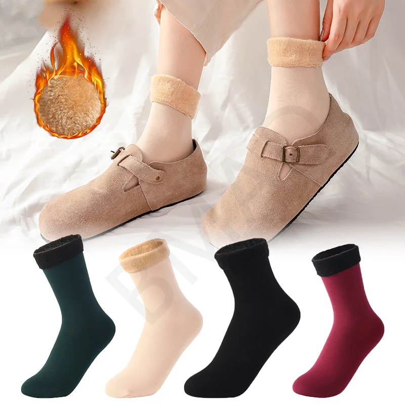 

2025 Winter Warm Socks Women Thicken Thermal Plush Soft Velvet Wool for Girls Snow Boots Home Sleeping Sock