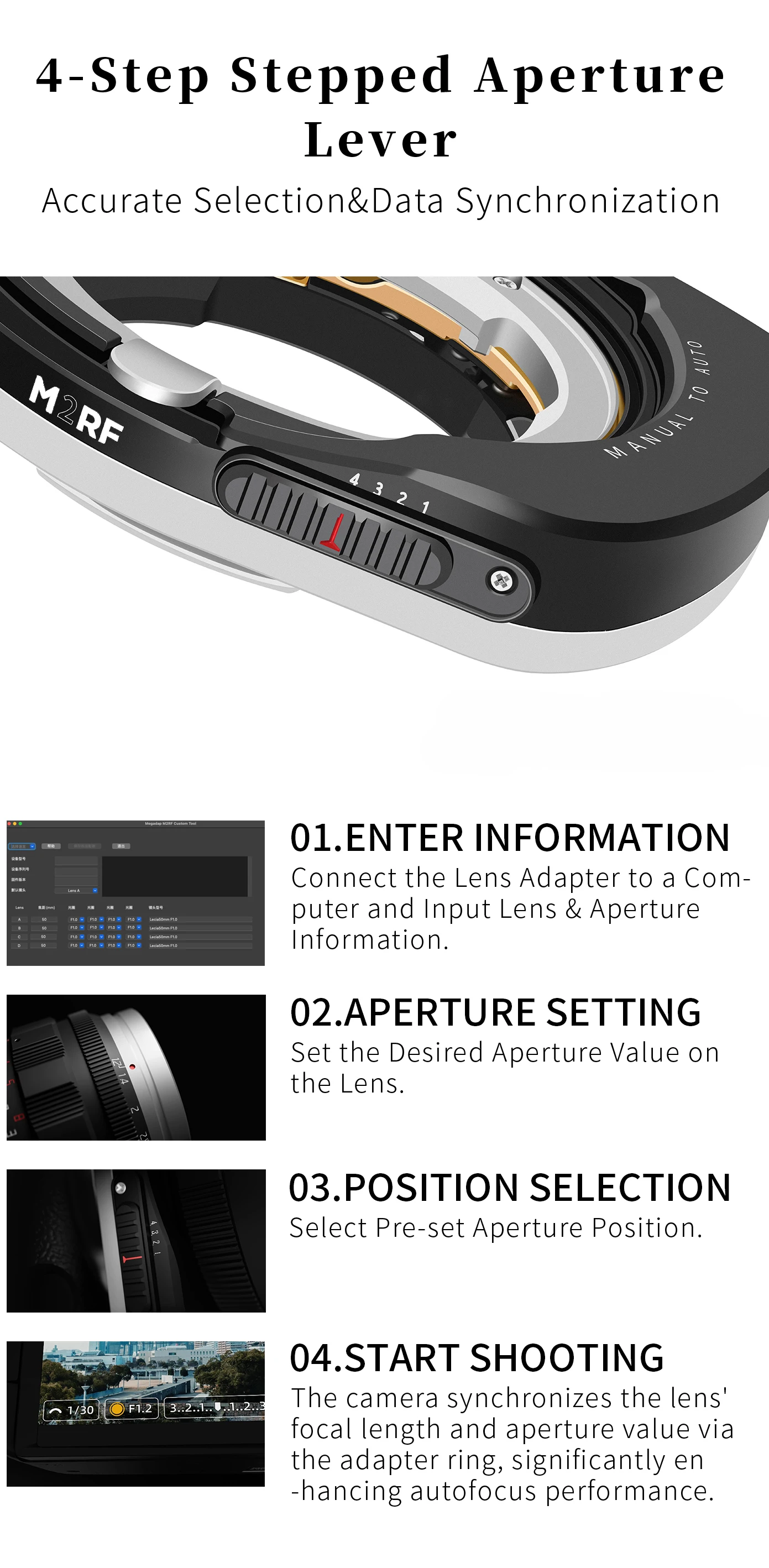 Megadap M2RF Autofokus-Objektivadapter für Leica M Voigtlander M Zeiss M Objektive zu Canon RF R10 RP R3 R5 R50 R6 R6II R7 R8 R100 – Detail 6