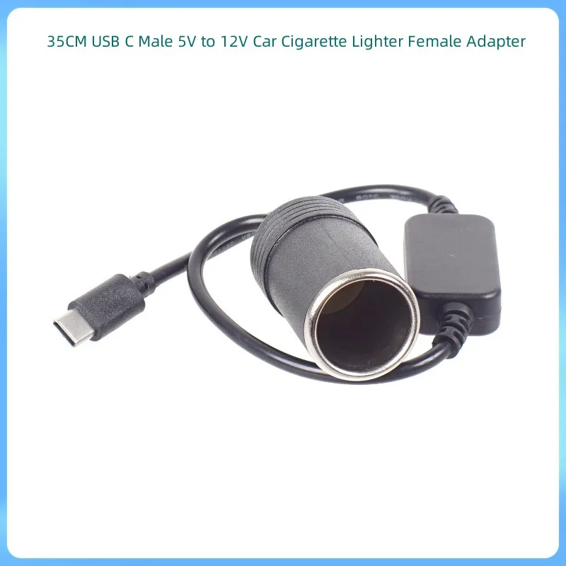 2PCS/LOT USB and USBC to 12V Car Cigarette Lighter Adapter Type C Male Lighter Female Socket Converter Step Up Power Cable 12W M