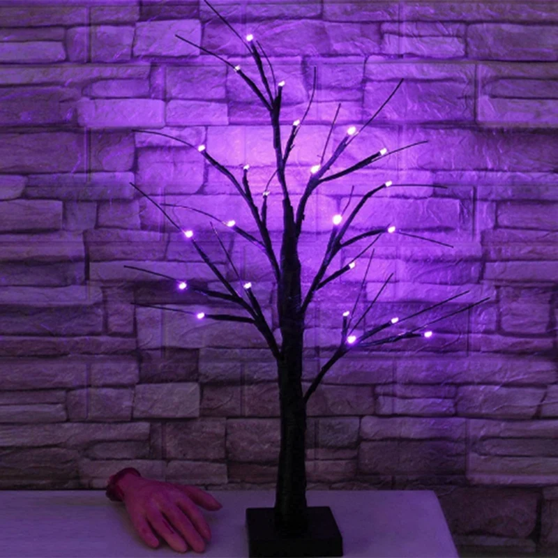 

Цельные елочные огни на Хэллоуин, светодиодные фиолетовые елочные огни для сада, уличные вечерние украшения комнаты