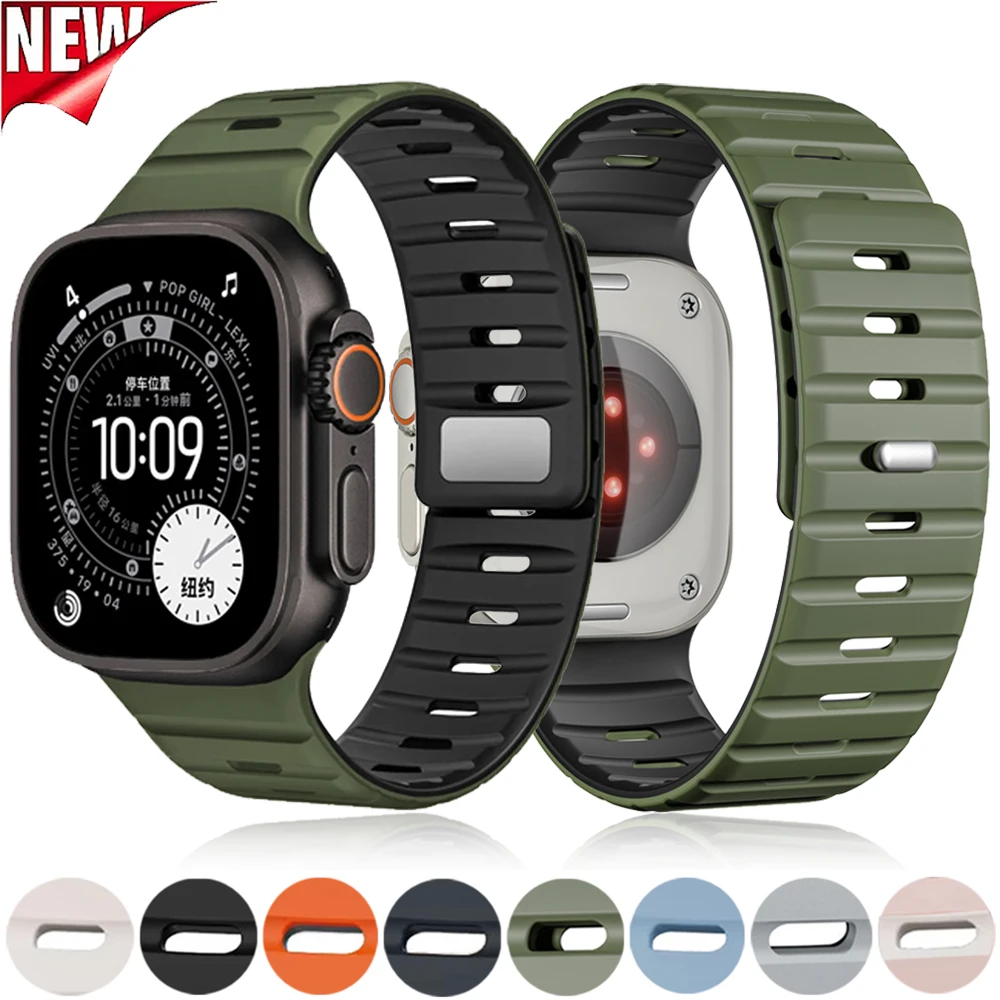Silikon-Magnetarmband für Apple Watch Ultra 3/2/1 49 mm 11 10 9 8 7 46 mm 42 mm 45 mm 41 mm Armbandband IWatch 6 5 4 SE 44 mm 40 mm