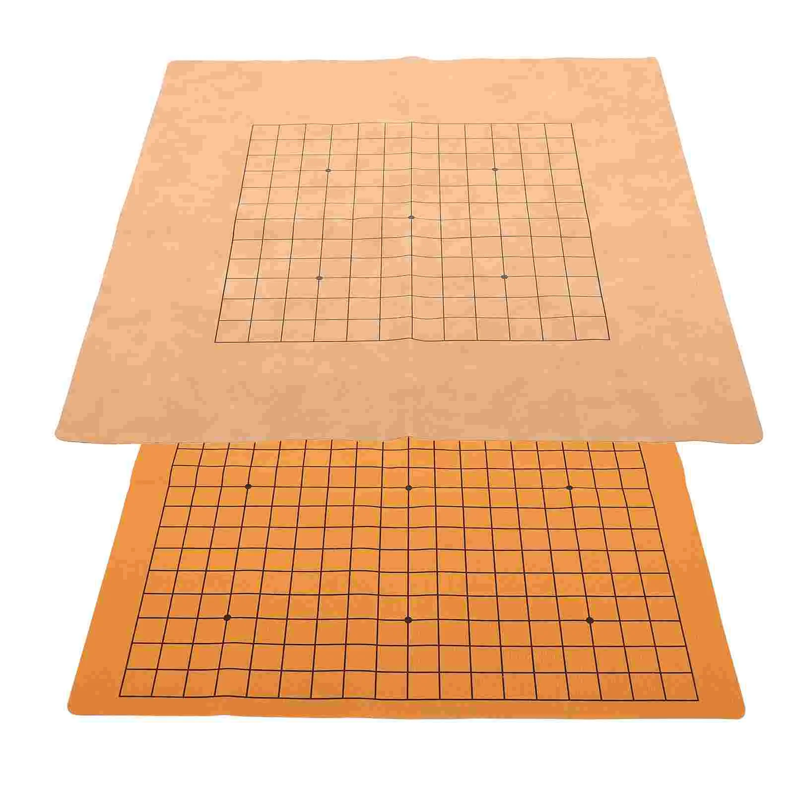 2 Pcs Checkerboard Play Mat Simple Chess Folding Gobang Convenient Chessboard Foldable Game Supplies Dual-sided Pu Travel