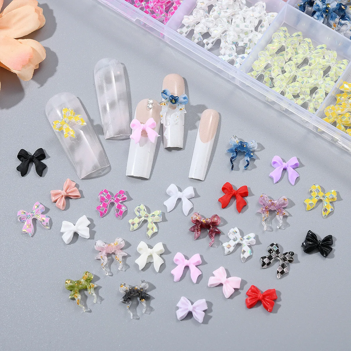 3D Bowknot Resin Nail Decorations for Manicure, Box-packed Nail Art Decoration Accessories for DIY Nails Sweet and Elegant Style