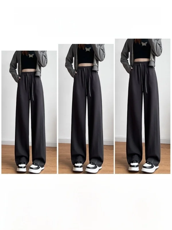 ay Straight Leg Wide Leg Pants Women's Winter 2025 New Sle Banana Spor Loose Casual Trousers High Waist Cotton Blend