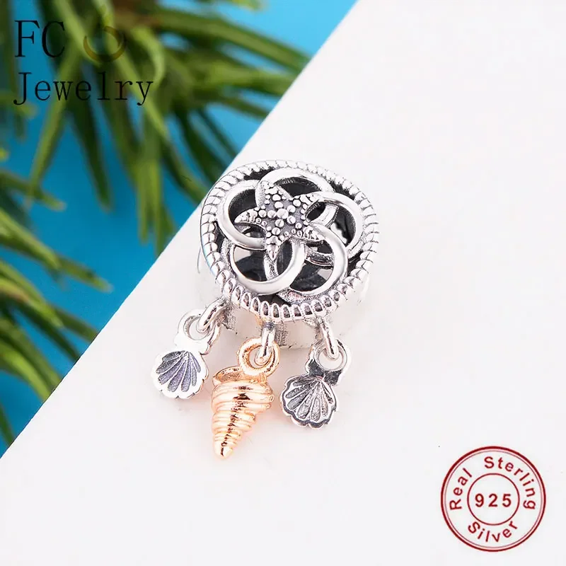 FC Jewelry Fit Original Pan Charms Bracelet 925 Silver Rose Gold Conch Seashell Starfish Dream Catcher Bead For Berloque 2020