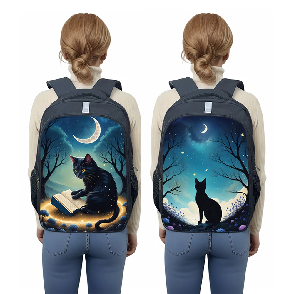 

Kawaii Black Cat Moon Backpack Starry Sky Kitten Women Rucksack Children School Bags for Teenager Girls Daypack Student Bookbag