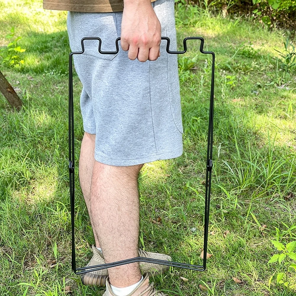 Portable Trash Bag Holder with Foldable Structure and Iron Material Designed for Camping Picnic BBQ and Kitchen Use