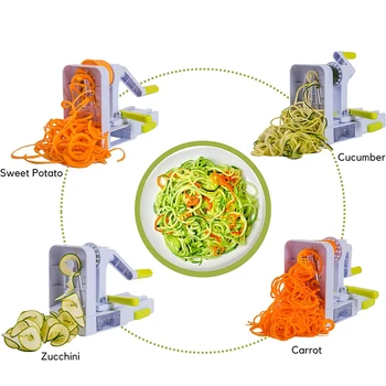 LMETJMA Vegetable Spiralizer Slicer 5 in 1 Rotary Cheese Vegetable Shredder Grater…