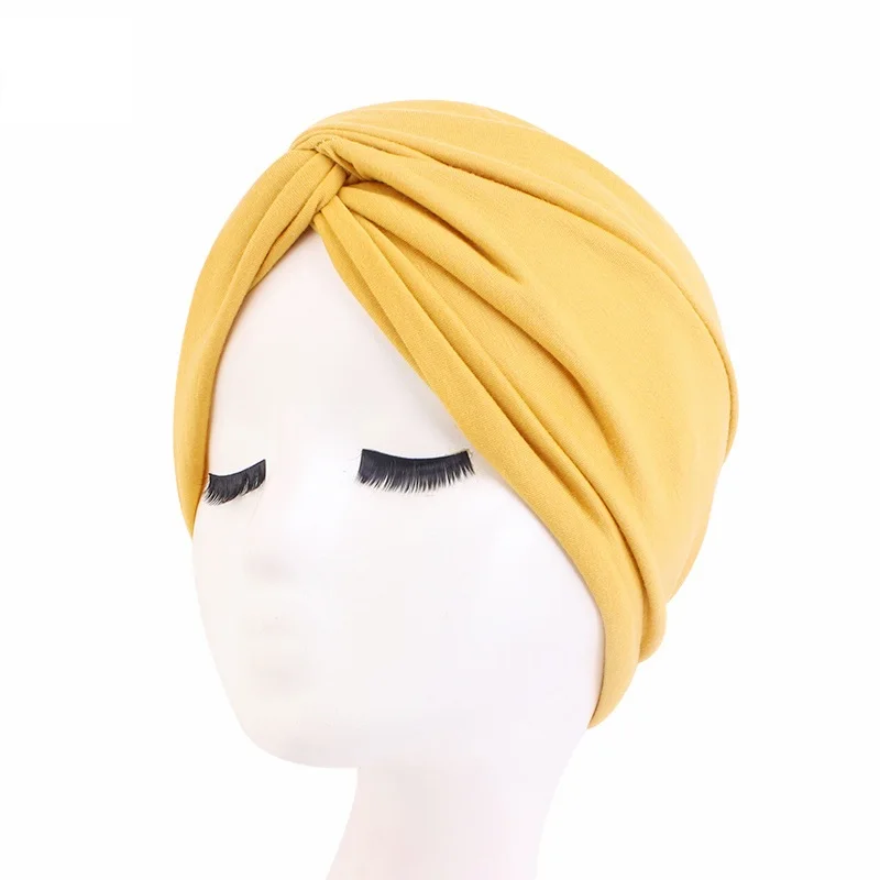 New Soft Jersey cotton Turban Chemo Hat Hair Covering Hijab Beanie twist Head Wrap Bandanas Headwear Beanie Hair Accessories